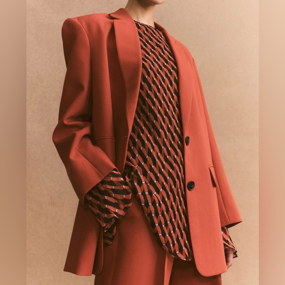 SHONA JOY  Irena Oversized Blazer Brick Orange